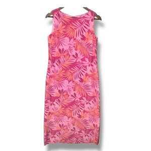 Talbots Petites Vintage Pure Silk Dress 8 Tropical‎ Floral Midi 90s Y2K Vacation